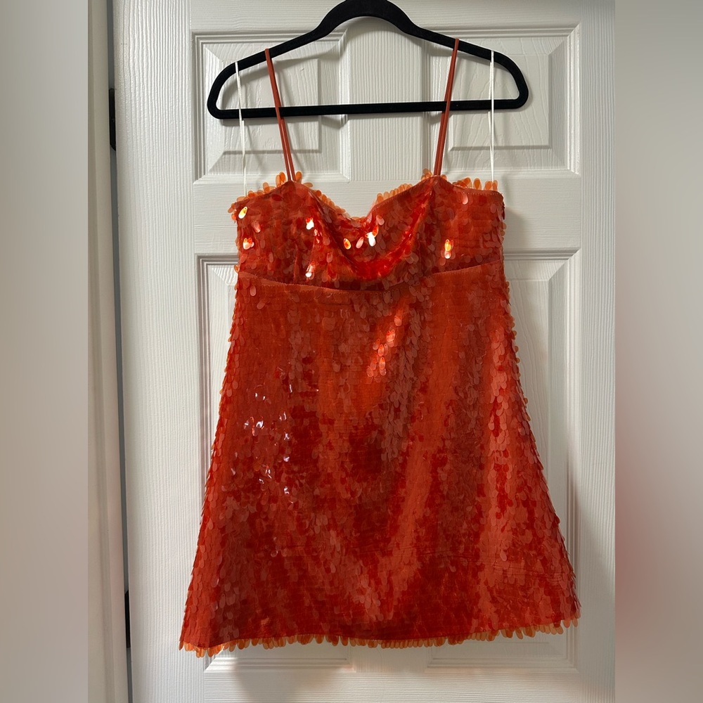 Sequin Orange Slip Dress